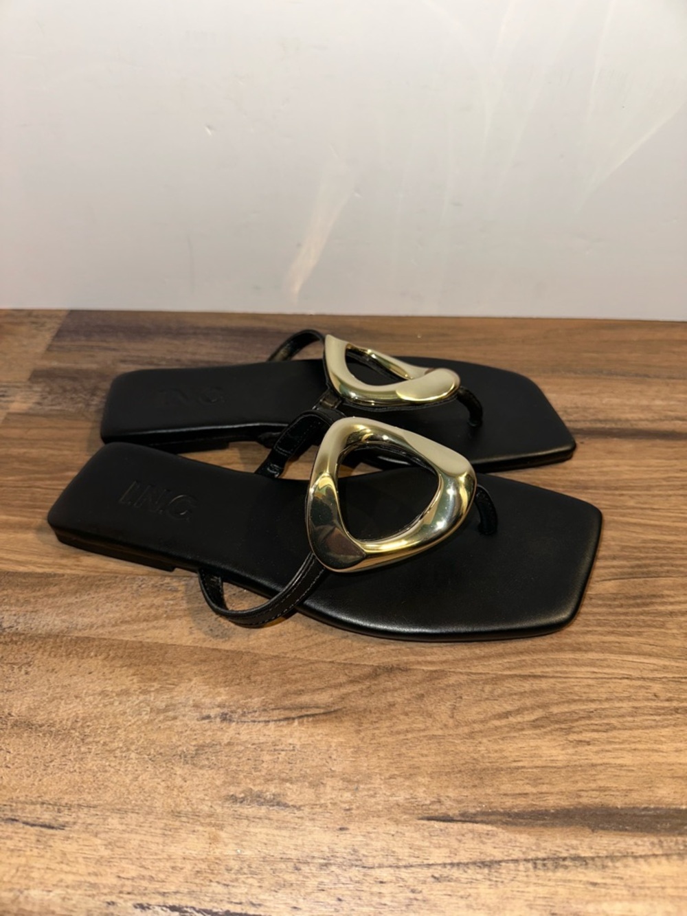 INC International Concepts Black beauty Sandals with Gold-Tone Accent